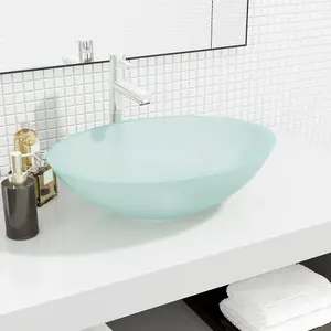 Berkfield Basin Glass 50x37x14 cm Frosted