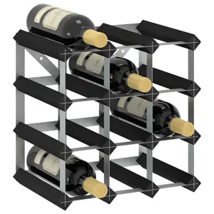 Atkison 12 Bottle Wall Mounted Wine Rack Black/Silver