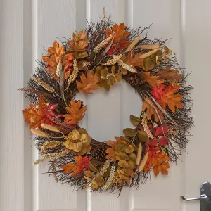 Artificial Door Wall Autumn Harvest Wreath Home Decor, Brown - One Size