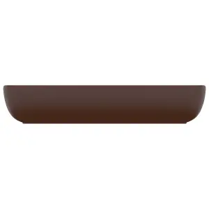 Berkfield Luxury Basin Rectangular Matt Dark Brown 71x38 cm Ceramic