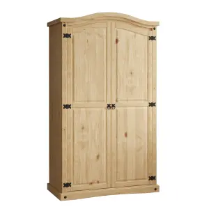 Vida Designs  Corona 2 Door Wardrobe Mexican Solid Waxed Pine (H)1780mm (W)1020mm (D)500mm