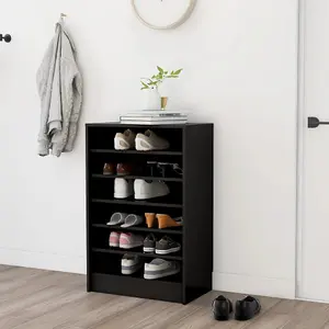 Berkfield Shoe Cabinet Black 60x35x92 cm Engineered Wood