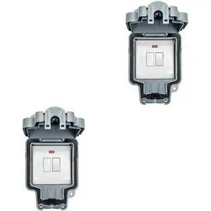 2 PACK IP66 Outdoor 13A Switched Fuse Spur Neon in Enclosure Garden Garage Box