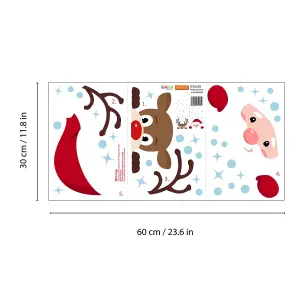 Peeking Santa & Rudolph Wall Stickers Wall Art, DIY Art, Home Decorations, Decals - Pack of 2