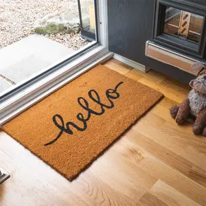 Nicola Spring - Coir Door Mat - Hello 1.6cm H x 60cm L x 40cm W