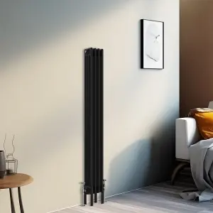 Right Radiators 1500x200 mm Vertical Traditional 4 Column Cast Iron Style Radiator Black