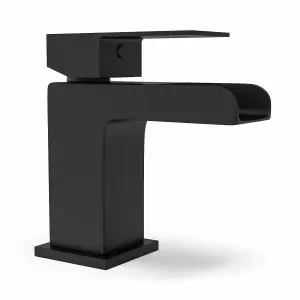 Nes Home Waterfall Basin Mono Mixer Tap Matte Black Bathroom Sink Faucet