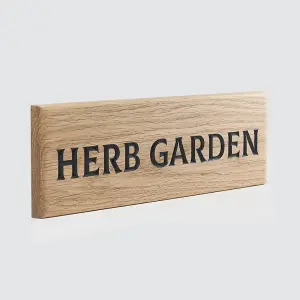 Peak Heritage Engraved Oak Sign 30cm - Herb Garden