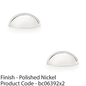 2 PACK - Rear Fixing Cup Handle Polished Nickel 57mm Centres Solid Brass Shaker Unit Pull