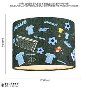 Sky Blue Themed Football Cotton Fabric Lamp Shade with Grass Background