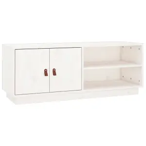 Berkfield TV Cabinet White 105x34x40 cm Solid Wood Pine