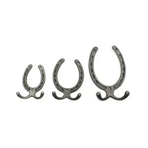 Oakcrafts - Antique Cast Iron Horseshoe Double Hook - Large