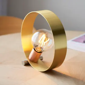 Loopa Satin Brushed Gold and Brushed Copper Contemporary Style 1 light Table Light