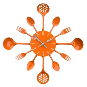 Maison by Premier Orange Cutlery Metal Wall Clock