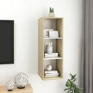 Berkfield Wall-mounted TV Cabinet Sonoma Oak and White 37x37x107 cm Engineered Wood