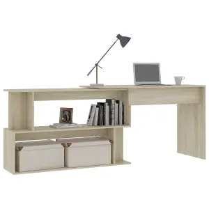 Berkfield Corner Desk Sonoma Oak 200x50x76 cm Engineered Wood