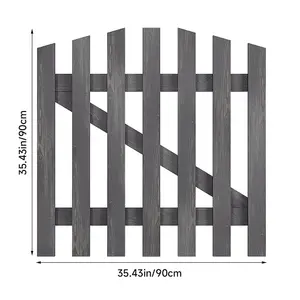 Grey 90x90cm Outdoor Wooden Garden Gate Spruce Wood Fence Door with Door Bolt