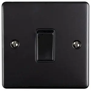 Eurolite Light Switch 1 Gang 10A 2 Way: Matt Black Enhance Range - Black Trim