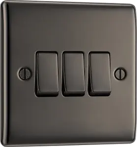 BG Black Nickel 20A 2 way 3 gang Light Switch