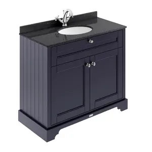 Old London 1000mm Free-standing Single Vanity Unit Black / Twilight Blue