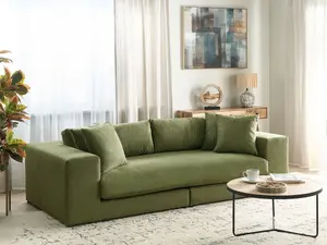 Beliani Modern 3 Seater Sofa Green GLORVIKA