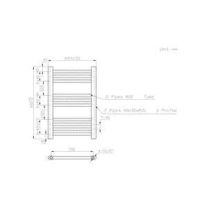 Wiest Straight Heated Towel Rail Radiator Bathroom Ladder Warmer Chrome / 60cm H x 40cm W x 3cm D