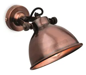 Luminosa Mantis 1 Light Indoor Dome Wall Light Antique Copper, E14