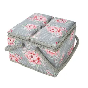 Beautiful Bloom Large Twin Lid Sewing Box 25 x 25 x 17cm - HobbyGift MRLTLE/190