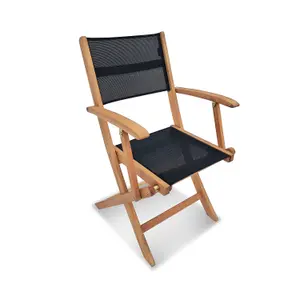 sweeek. Pair of foldable wooden garden chairs Almeria Black 54x58.7x89 cm