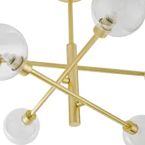 Litecraft Supa Brass 6 Arm Stick Semi-Flush Ceiling Light