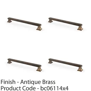 4 PACK - Chunky Square Pull Handle - Antique Brass 224mm Centres SOLID BRASS Drawer Door