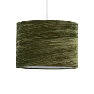 First Choice Lighting Modern Green Crushed Velvet 33cm Easy Fit Ceiling Light Shade Pendants