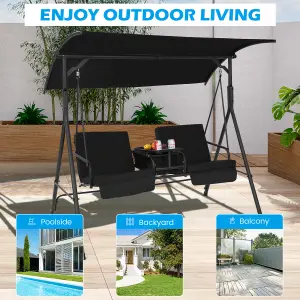 Costway 2 Person Porch Swing W/ Canopy Outdoor Canopy Swing Chair Loveseat