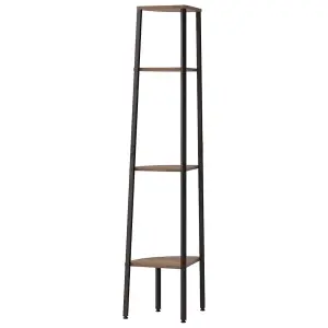 Berkfield 4-Tier Corner Shelf Dark Brown and Black 45.5x31.5x150 cm