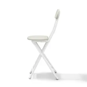 Dining Chair Set of 4 Compact White Wooden Folding Dining Chairs with Metal Legs without Table