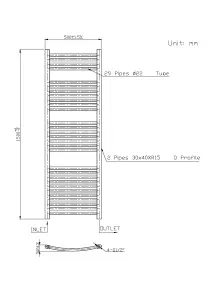 Right Radiators 1500x500 mm Bathroom Curved Heated Towel Rail Radiator Warmer Ladder Anthracite