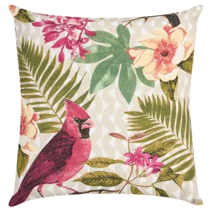 Pink Tropical Birds Outdoor Garden Cushion - 42 x 42cm