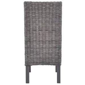 Berkfield Dining Chairs 6 pcs Brown Kubu Rattan and Mango Wood