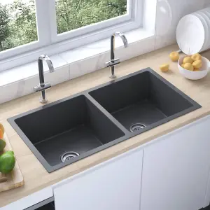 Berkfield Handmade Kitchen Sink Black Stainless Steel