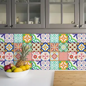 24 Pieces 15x15cm Classic Mediterranean Colourful Mixed 1 Tile Stickers