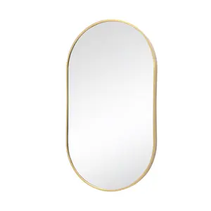 Loy Oval Metal Framed Wall Mounted Vanity Mirror Gold