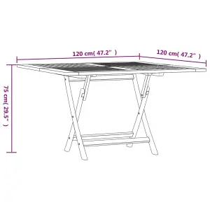 Berkfield Folding Garden Table 120x120x75 cm Solid Wood Teak