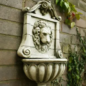 Primrose King Lion Head Wall Mounted Water Feature Fountain 50cm