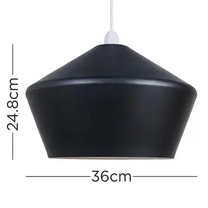 ValueLights Otis Contemporary Black Flared Angular Ceiling Pendant Light Shade - Includes 4w LED Filament Bulb 2700K Warm White