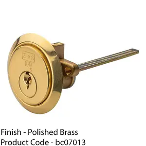 65mm Standard Rim Nightlatch Lock - Polished Bass Keyed to Differ Fire Rated