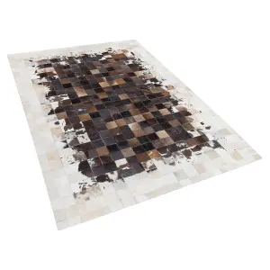 Cowhide Area Rug 140 x 200 cm Brown with Beige OKCULU