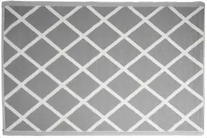 Grey Diamond Squares Outdoor Rug Camping Floor Mat Picnic Blanket 90 x 180cm