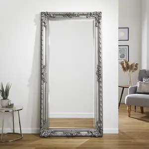 Leaner Mirror Grand Louis Rectangular Shape with Antique Silver Frame - H 180cmxW 90cmxD 6.5cm for Hanging in Bedroom