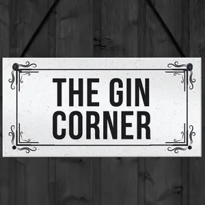 Funny Home Bar Sign The Gin Corner Plaque Garden Shed Bar Sign Gin Gift