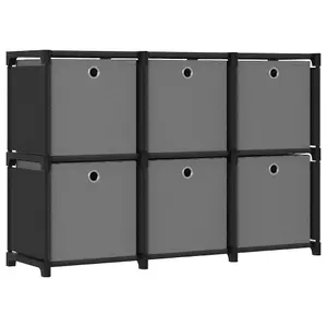 Berkfield 6-Cube Display Shelf with Boxes Black 103x30x72.5 cm Fabric